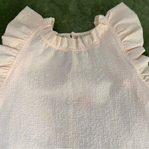 Elegant Textured Light Pink Ruffled Sleeveless Shorty Blouse Tank Top 👚